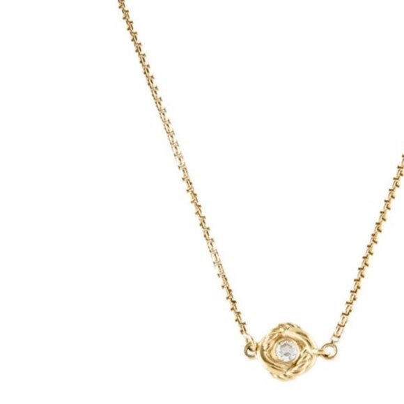 DAVID YURMAN 18K 750 YELLOW GOLD DIAMOND PETITE INFINITY STATION NECKLACE - Picture 6 of 9